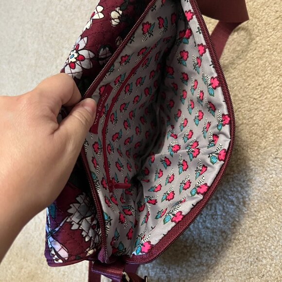 Vera Bradley Iconic Turnabout Crossbody, Bordeaux Blooms - Picture 8 of 9